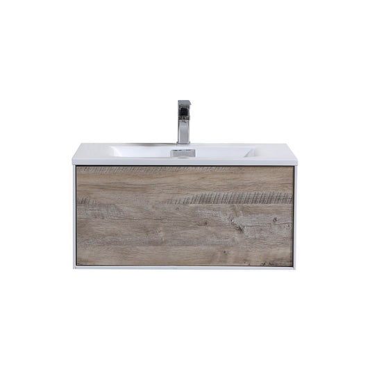 Natural Wood Divario Wall-Mount Modern Vanity for Bathrooms