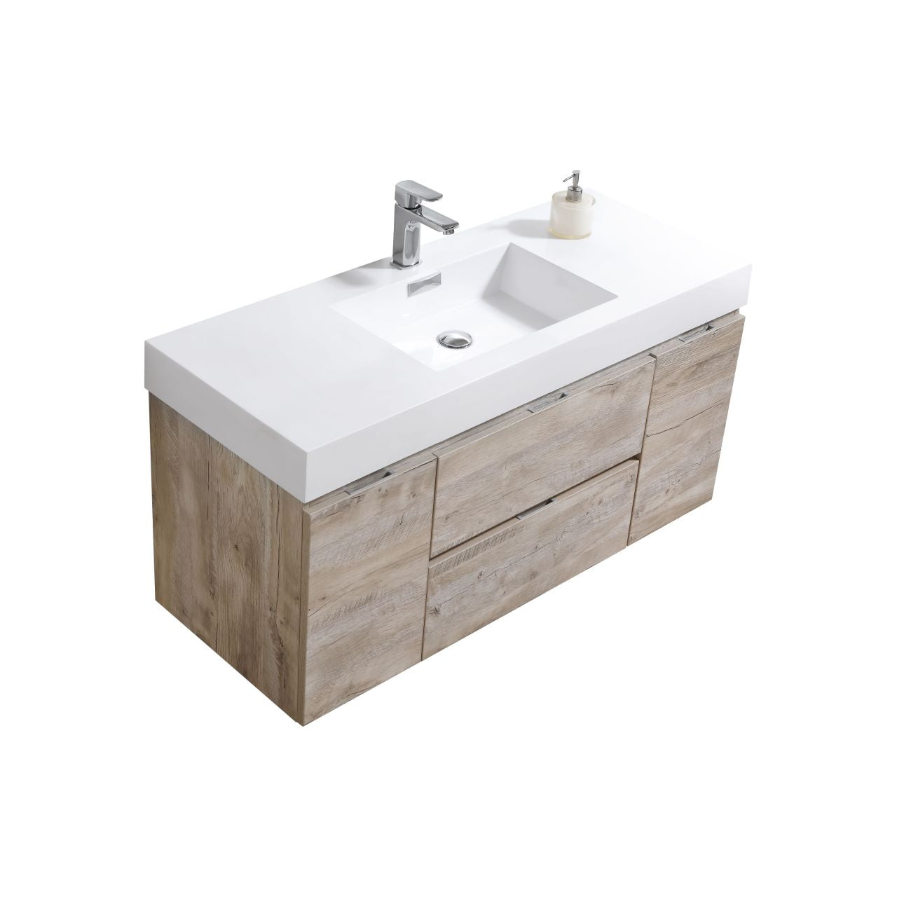 Natural Wood Wall Mount Bathroom Vanity for Minimalist Spaces