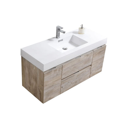 Natural Wood Wall Mount Bathroom Vanity for Minimalist Spaces