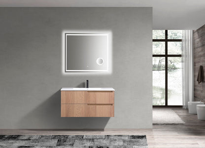 Sleek Fiore Wall-Mount Vanity in Oakwood for Modern Bathrooms