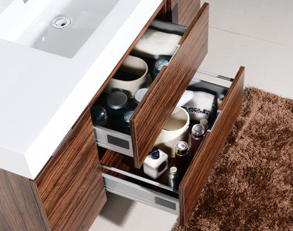 Stylish Walnut Wall-Mount Bathroom Vanity for Contemporary Homes