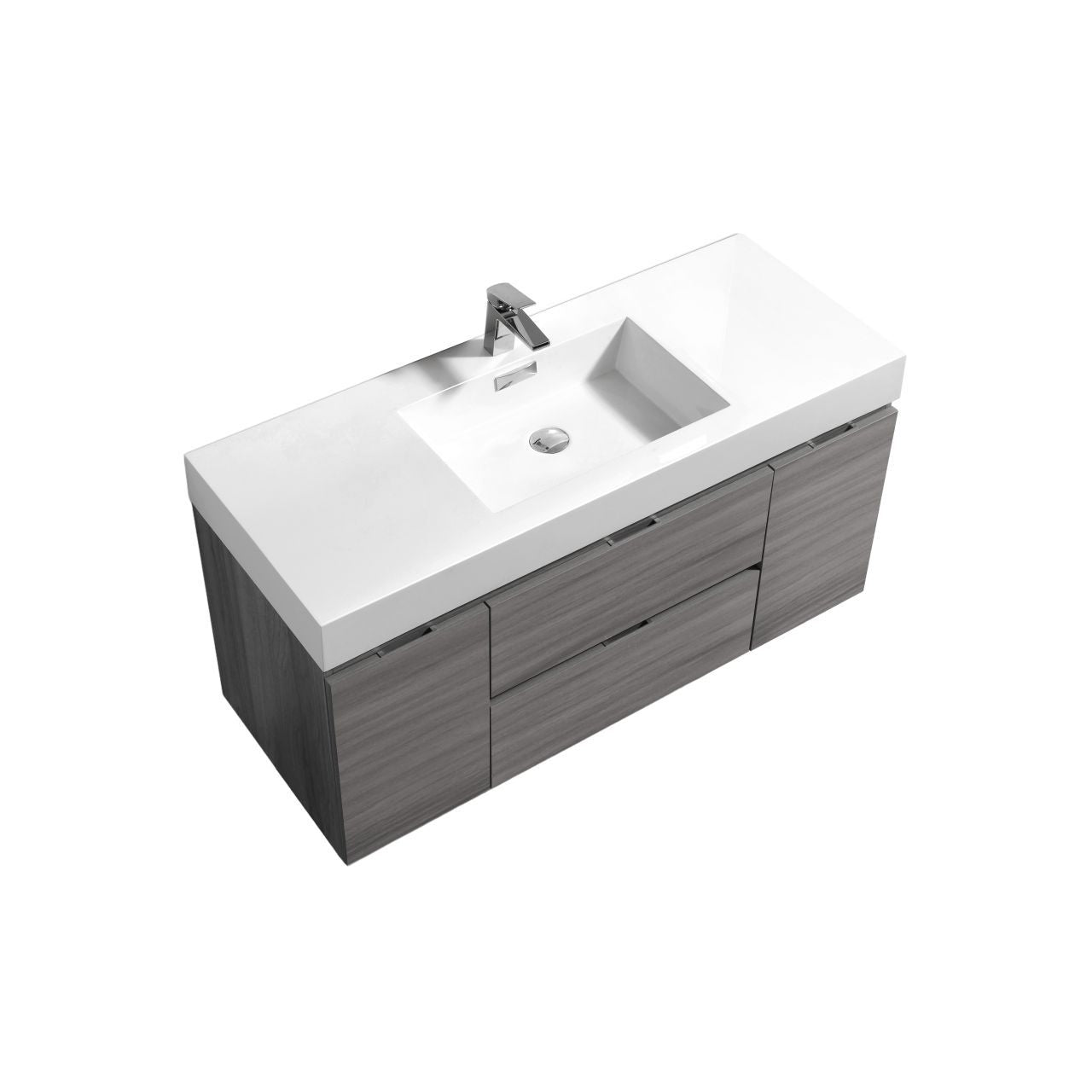 Vulcan Ash Gray Wall Mount Bathroom Vanity with Storage