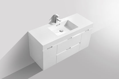 Wall-Mount Bathroom Vanity in Glossy White for Stylish Homes