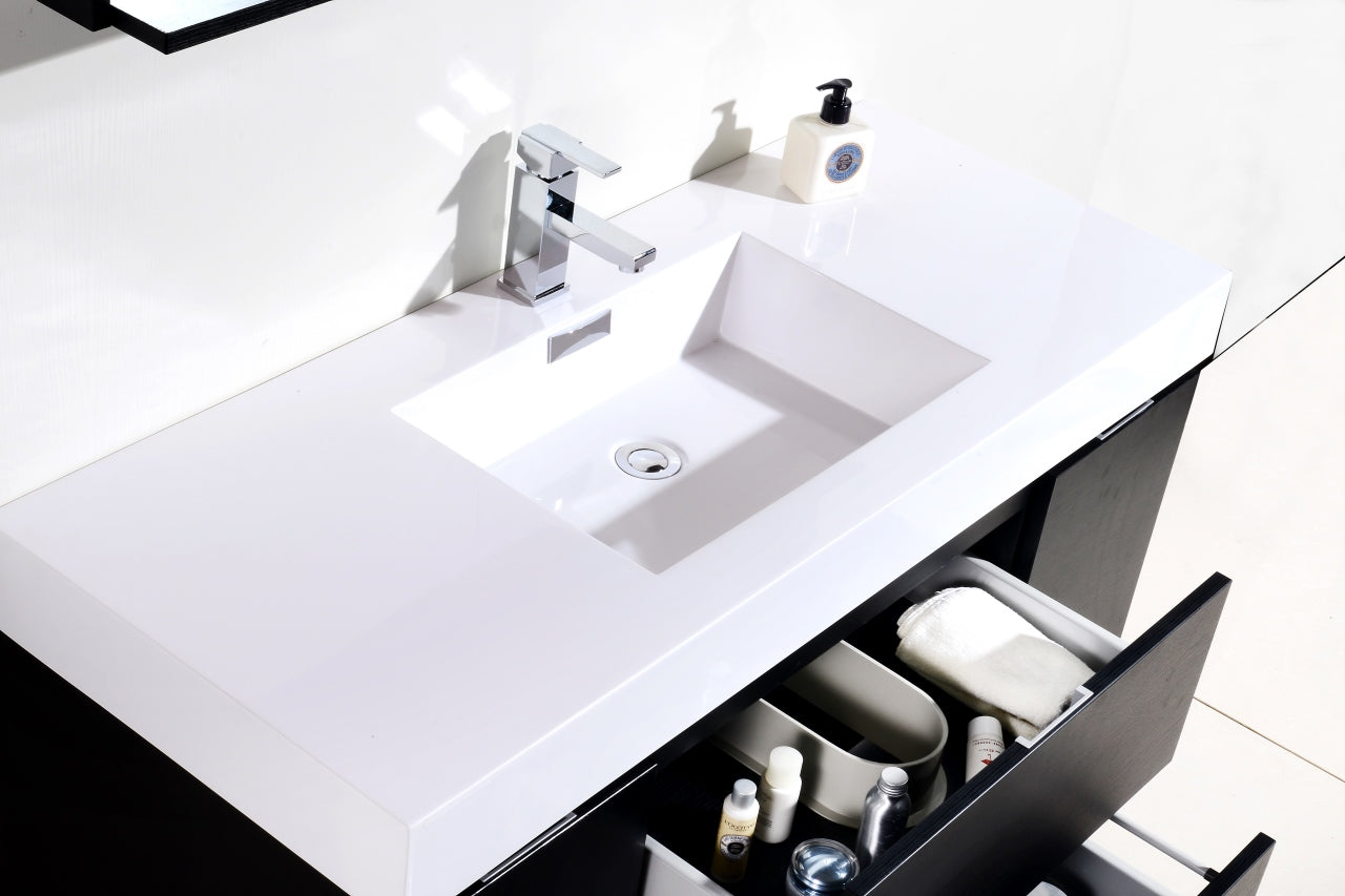 Wall Mounted Black Vanity with Storage for Modern Bathrooms