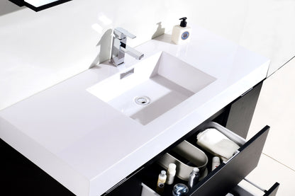 Wall Mounted Black Vanity with Storage for Modern Bathrooms